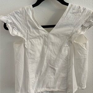 Zara white cotton button feminine top